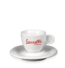 Lucaffé  espresso csésze fehér, piros Lucaffé felirat